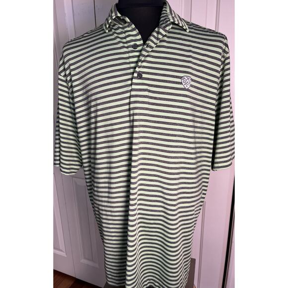 Foot joy green and gray striped men’s short sleeve XL Golf polo HGCC Logo - Picture 1 of 5
